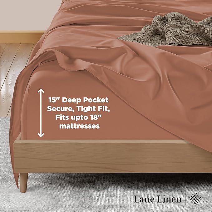 LANE LINEN Twin XL Bed Sheets Set - 600 Thread Count, 100% Cotton Sheet Bed Sets - Sateen Weave, Hotel Luxury Sheet, 15" Deep Pocket, Easy to Wash- Rose Dawn