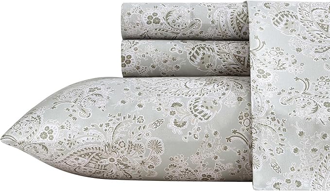 Wrangler - Twin Bed Sheets, Ultra-Soft & Lightweight Bedding with Matching Pillowcase, Lightweight Bed Set for All Season Comfort, Oeko-Tex Certified (Prairieland Paisley Green)