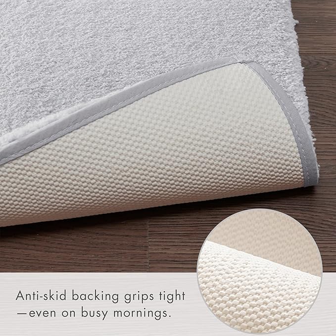 Madison Park Signature Non Slip, Luxrurious Plush Mat, Absorbent, Quick Dry, Spa Design Bath Room Décor Marshmallow Bathroom Rug, 1'8"x2'6", Silver