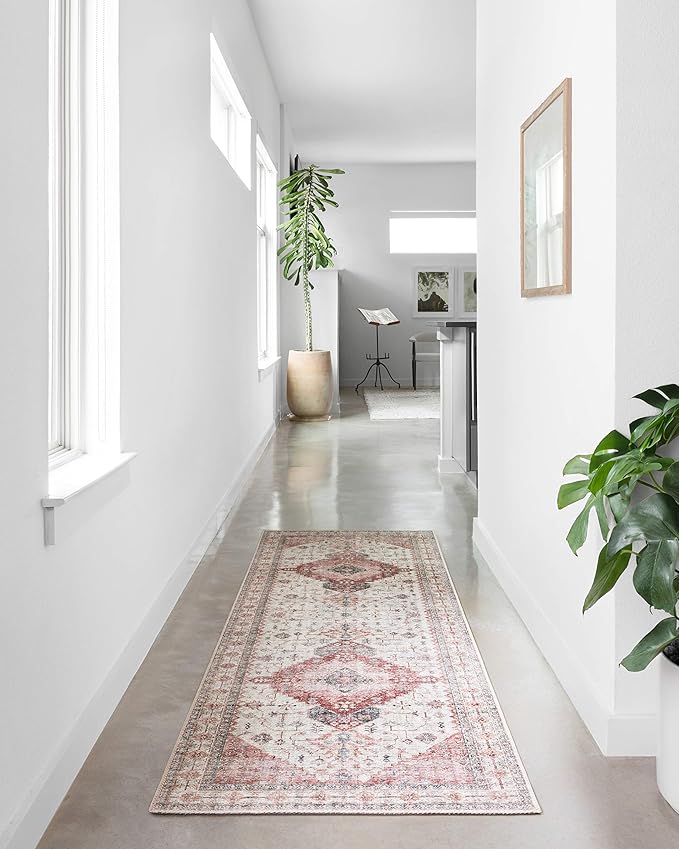 Loloi II Skye Collection SKY-02 Ivory/Berry 5'-0" x 7'-6" Area Rug