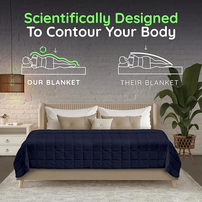 HomeSmart King Size Weighted Blanket 20 lbs – Oversized Heavy Blanket for Adults, 104x92, Navy