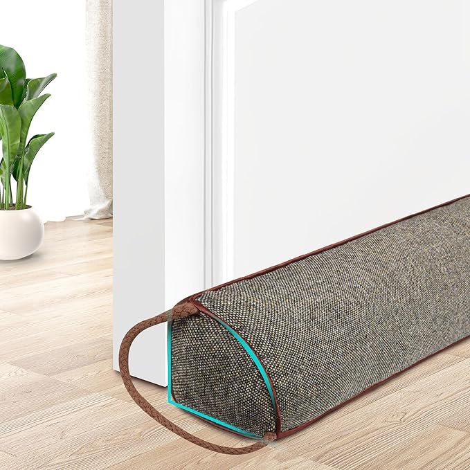 TORRAMI Under Door Draft Stoppers 32 Inch, Heavy Triangle Stop Draft Block Cold Air/Wind/Breeze Noise Blocker Door Sweeps Weather Stripping Bottom Seal Brown