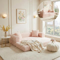 Convertible Futon Sofa Bed, Fold Out Floor Sofa Couch with Sleeper Sofa,Folding Boneless Couches with Deep Seat,Cloud Corduroy Foldable Mattress Couch for Living Room (Pink)