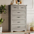 Tall 6-Drawer Dresser for Bedroom, Modern Wooden Chest of Drawers with Metal Handles, Anti-Tipping Design, Sturdy and Stable Storage Organizer for Living Room, Entryway, Home Office, Standard
