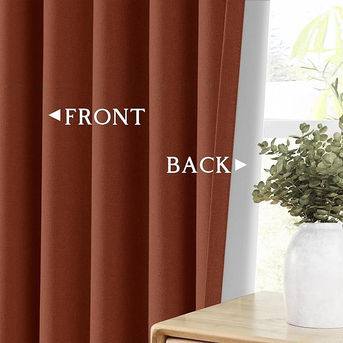 ChrisDowa 100% Blackout Terracotta Solid Curtains 120 Inches Long 2 Panels for Bedroom Living Room,Farmhouse Room Darkening Thermal Insulated Soundproof Grommet Top Window Treatment Drapes,52x120