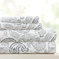 Linen Market Double-Brushed Patterned Microfiber Queen Sheet Set 4 Piece – Oeko-TEX Certified Ultra Soft & Wrinkle-Free - 16" Deep Pocket Sheets - Easy Care Queen Size - Coarse Paisley Navy