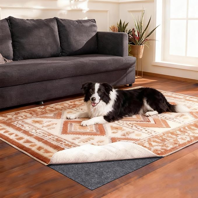 Rug Pad Waterproof Non-Slip 10x14 ft, 1/8" Thick Felt Cushion Pad for Area Rugs – Protects Hardwood, Tile & Laminate Floors – Keeps Rugs Flat & Secure