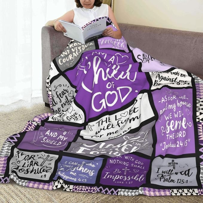 Christian Blanket Gift for Women, Inspirational Throw Blanket for Couch, Soft Lightweight Flannel Blanket, 60"x 80" Thoughts and Prayers Blankets for Bedroom Sofa Living Room Decoration