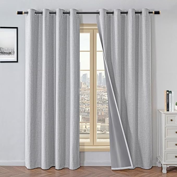 100% Blackout Curtains for Bedroom Room, Custom Curtains Blackout Thermal Insulated 1 Panel, Grommet Light Blocking Drapes for Bedroom Windows Luxury Decor(Custom Size,Off-White