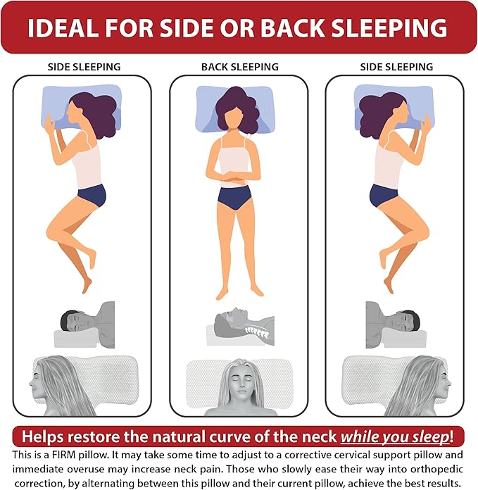 Therapeutica Lite Cervical Orthopedic Foam Sleeping Pillow; for Neck, Shoulder, and Back Pain Relief; Helps Spinal Alignment; Back and Side Sleeping, Medium Firm - Large