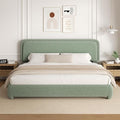 King Size Platform Bed Frame with Headboard, Boucle Upholstered Desige, Anti-Collision Corners, Soft Rounded Corners, No Box Spring Required, Easy Assembly, Noise Free