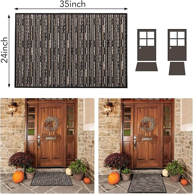 hicorfe Indoor Doormat,Front Back Door Mat Rubber Backing Non Slip Door Mats 24"x35" Absorbent Resist Dirt Entrance Doormat Inside Floor Mats for Entryway Washable Low-Profile