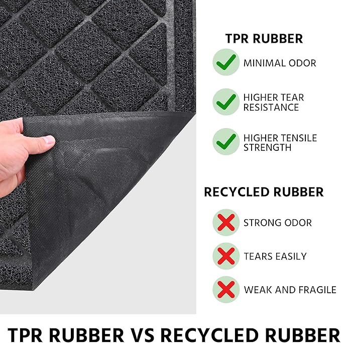 Front Door Mat Indoor Outdoor Entrance, 24" x 60" All-Season Heavy Duty Waterproof Doormat, Non-Slip Absorbent Entryway Mat, Easy to Clean, Low Profile Commercial Floor Mat for Indoor Outdoor