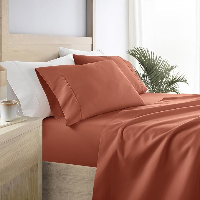 Linen Market Bed Sheets for Twin Size Bed (Clay) - Sleep Better Than Ever with These Soft and Cooling Twin Sheets - Deep Pocket Fits 16" Thick Beds - 4 Piece Twin Sheet Set