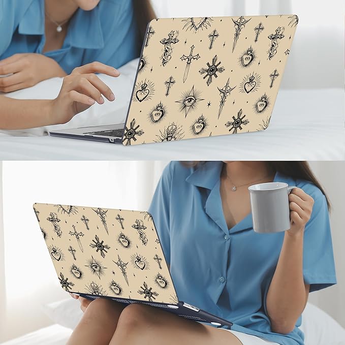 Mektron for 2025 M4 MacBook Air 13.6 Inch A3240 Case Fits 2023 A2681 M2 2024 A3113 M3 Chip with Liquid Retina Display Touch ID, Printed Plastic Hard Shell Cover for MacBook Air 13.6", Evil Eye