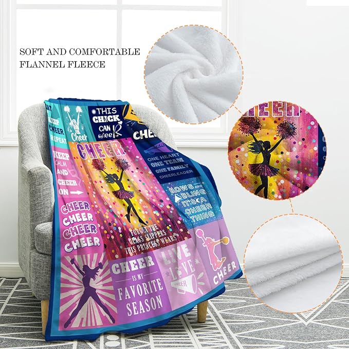 Jekeno Cheerleading Blanket Gifts for Women Men Kids Girls Boys Mom Wife Female Friends Birthday Christmas Halloween Presents Home Bedroom Living Room Decor Colorful Throw Blanket 60"x80"