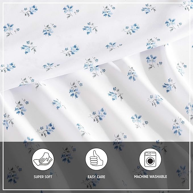 Wrangler - King Bed Sheets, Ultra-Soft & Lightweight Bedding with Matching Pillowcases, Lightweight Bed Set for All Season Comfort, Oeko-Tex Certified (Sketchy Ditsy Blue)