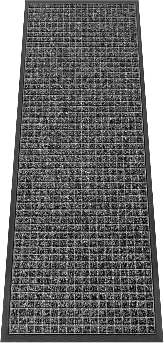 Kuyal Front Door Mat, 2'*6' Door Mat for Inside Outside Entrance,Waterproof Welcome Mats with Non-Slip Backing, Indoor Outdoor Entryway, Commercial Floor Mats, Durable & Easy to Clean, Dark Gray