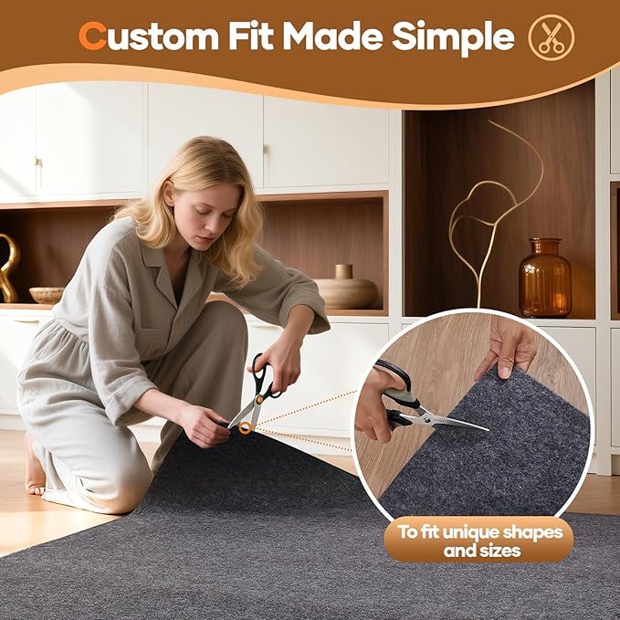 Veken Non Slip Cushioned Rug Pad Gripper 5 x 8 Ft, Felt and Silicone Backing, 1/8 inch Thick Carpet Liner for Hardwood Floors and Finishes, Under Area Rugs Anti Skid Mat, Keep Rugs Safe and in Place