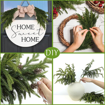Artgar 24 Pcs Pine Branches - 18 Inch Artificial Green Pine Stem - Real Touch Christmas Greenery Pines Branches for DIY Flower Arrangement Home Indoor Christmas Decor