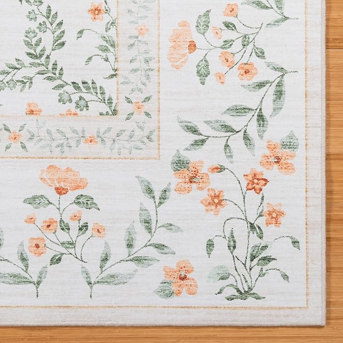Gertmenian Indoor Boho Area Rug | Home Decor for Entryway, Bedroom, Living Room, Office, Kitchen | Non Slip, Soft, Printed Accent Rugs | Vela, Ivory, 3x5 Small, 24609