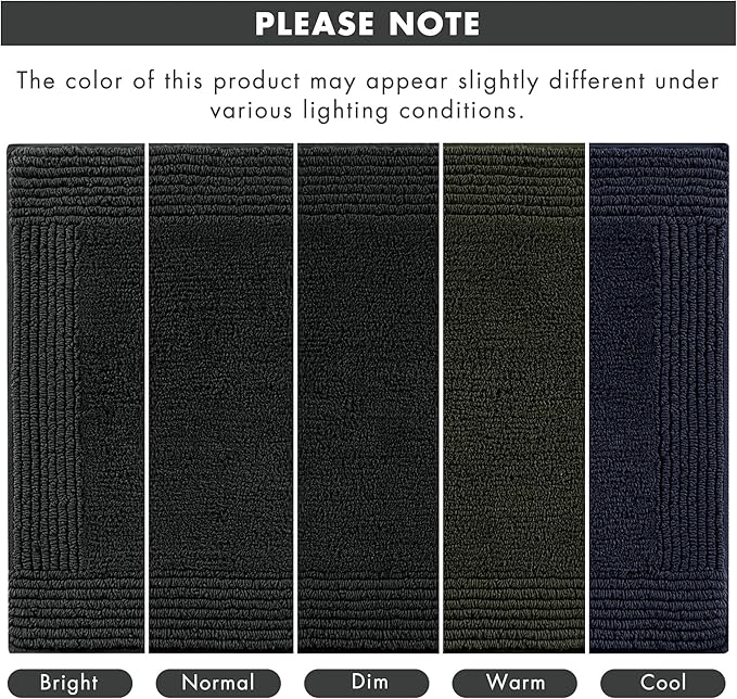 Madison Park Splendor Reversible 100% Cotton Tufted Bathroom Rug-3000 GSM Hotel Quality Luxurious Plush Medium Pile Bath Mat Absorbent, Quick Dry, Shower Room Décor, 24x72 Black