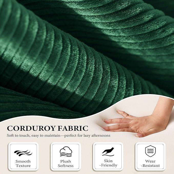 Boneless Couch Folding Couches for Living Room Sofa, Futon Sofa Bed with Sleeper Sofa, Futon Couch with Fixed-Shape Oversized Corduroy Upholstered (Green, 81 Inches)