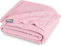 Bare Home Light Pink Waffle Blanket, Extra Long - 66Wx90L, 100% Cotton, Soft & Breathable Blanket for All Seasons, Lightweight, Perfect for Layering Bed, Sofa & Couch (Twin/Twin XL, Light Pink)