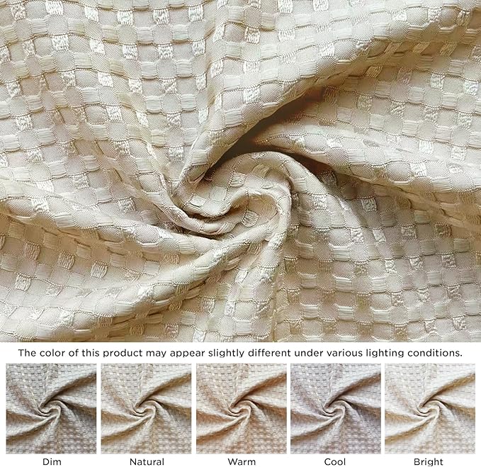 MIYE Pleated Waffle Weave Bed Skirt, Tailored Dust Ruffle 12 Inch Drop Easy Fit, Machine Washable,No Split Corners (Beige, King - 12" Drop)