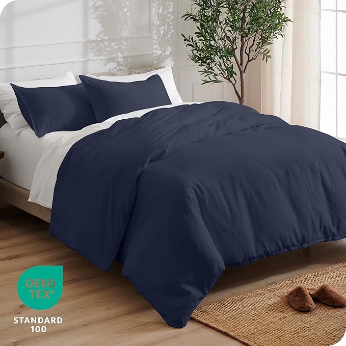 Bare Home Bedding Duvet Cover Queen Size - Premium 1800 Super Soft Collection - Lightweight, Cooling - Soft Breathable Bedding Duvet Cover (Queen, Midnight Blue)