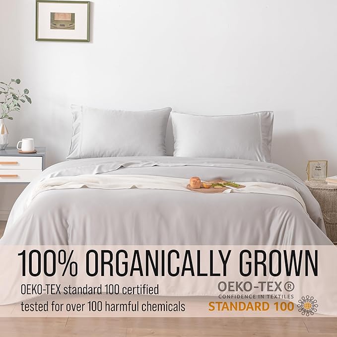 Bella Coterie Luxury Bamboo Viscose Twin XL Size Sheet Set | 100% Organically Grown | Ultra Soft | Cooling for Hot Sleepers | 18" Deep Pocket [Grey Mist]