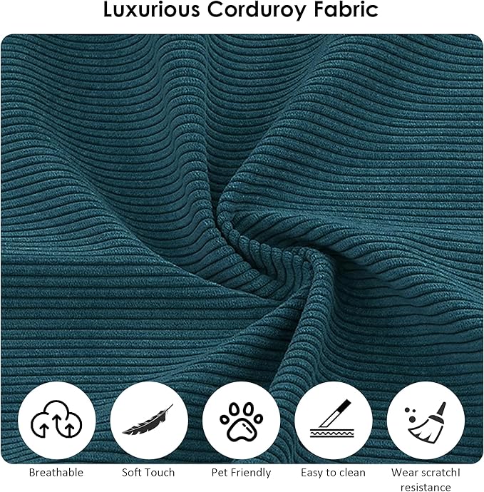 80" Convertible Sofa Bed, Corduroy Deep Seat Folding Pull Out Couch with Pillows, No Assembly Modern Boneless Couch Compression Sofa in Box, Floor Sofa with Storage Pocket for Living Room,Dark Blue