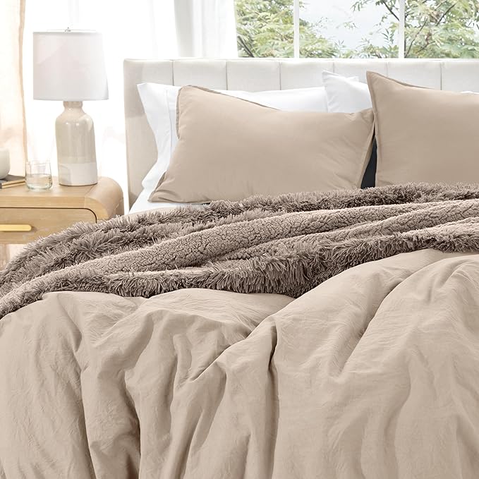 Bare Home Microfiber Duvet Cover Set - Ultra Soft Washed Microfiber - King/California King - Linen-Like Look - Easy Care - Breathable Fabric - Our Softest Duvet Cover Set (King/Cal King, Pebble Beach)