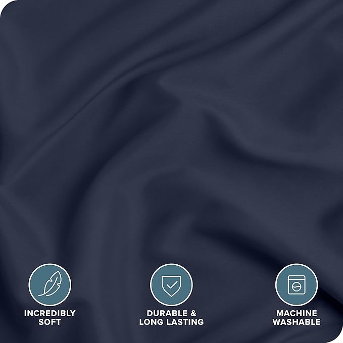 Bare Home Bedding Duvet Cover California King Size - Premium 1800 Super Soft Collection - Lightweight, Cooling - Soft Breathable Bedding Duvet Cover (Cal King, Midnight Blue)