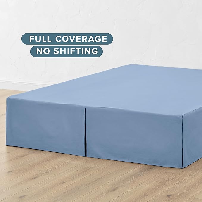 Bare Home Kids Twin Bed Skirt - 15-Inch Tailored Drop Easy Fit - Bed Skirt for Beds - Center & Corner Pleats (Twin, Coronet Blue)