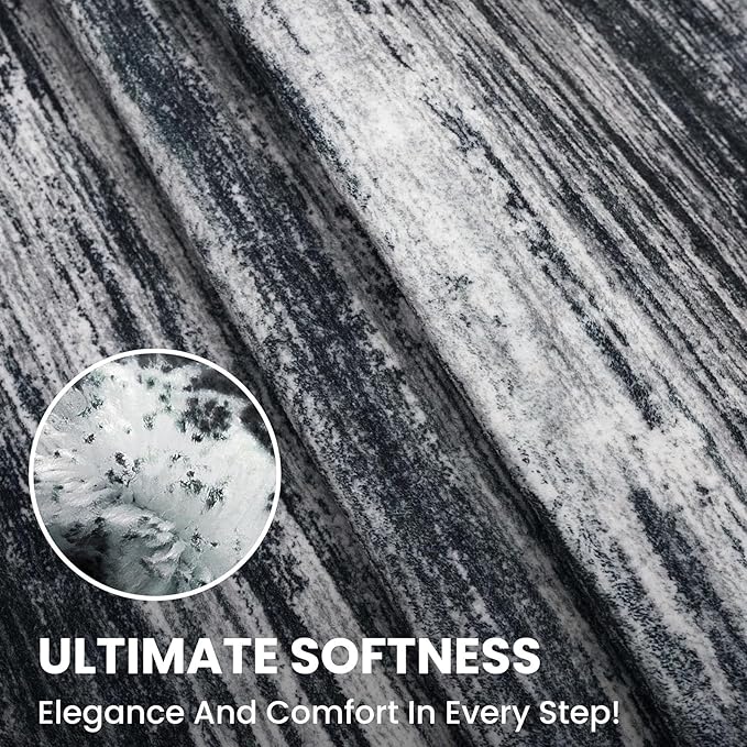 2x8 Modern Abstract Runner Rug for Hallways, Black Super Soft Hallway Decor Kitchen Rugs with Non-Slip, Non-Shedding Washable Rug for Entryway Bedroom Indoor