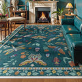 Lahome Insect 9x12 Area Rugs for Living Room Bedroom, Soft Washable Rugs 9x12 Stain Resistant, Ultra-Thin Non-Slip Non-Shedding Accent Carpet for Dining Room Office, Dark Green