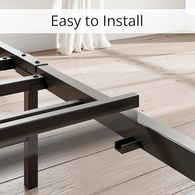 LIKIMIO Queen Bed Frame, Storage Headboard with Charging Station, Solid and Stable, Noise Free, No Box Spring Needed, Easy Assembly