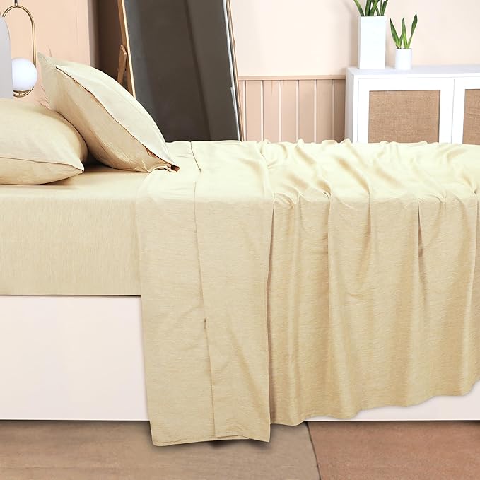 Utopia Bedding Queen Sheet Set – 4 Piece Bed Sheets for Queen Size Bed, Soft and Breathable Microfiber, Includes 1 Fitted Sheet, 1 Flat Sheet and 2 Pillowcases (Heather Beige)