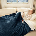 Heating Blanket Full Size - 72" x 84" Flannel Sherpa Heated Blanket with Fast Heating, 6 Heating Levels, 1-10 Hours Timer Settings, Overheat Protection, Washable Electric Blanket, Navy