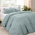 Bare Home Microfiber Duvet Cover Set - Ultra Soft Washed Microfiber - Queen Size - Linen-Like Look - Easy Care - Breathable Fabric - Our Softest Duvet Cover Set (Queen, Sea Spray)