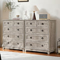 Farmhouse 5 Drawer Dresser for Bedroom Set of 2, 33.2" Tall Small Dressers & Chest of Drawers, Rustic Wood Dresser with Metal Handle, Storage Organizer Closet for Living Room, Hallway,Entryway
