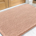 OLANLY Dog Door Mat for Muddy Paws 34x21, Absorbs Moisture and Dirt, Absorbent Non-Slip Washable Doormat, Quick Dry Chenille Mud Mat for Dogs, Entry Indoor Entryway Carpet for Inside Floor, Peach