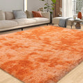 Shag Area Rug 6x9 for Living Room, Large Orange Fluffy Rug for Bedroom Girls Kids Teen Room, Soft Fuzzy Plush Carpet for Nursery Dorm, Non Slip Indoor Shaggy Throw Rug for Home Decor, Orange Tie Dye