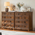 Farmhouse 5 Drawer Dresser for Bedroom Set of 2, 33.2" Tall Small Dressers & Chest of Drawers, Rustic Wood Dresser with Metal Handle, Storage Organizer Closet for Living Room, Hallway,Entryway