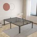 ROIL 16 Inch Twin Bed Frame with Rounded Corner and Headboard Hole Mattress Retainers 3500LBS Metal Heavy Duty Steel Slats No Box Spring Needed Platform Noise-Free Easy Assembly