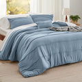Bedsure Full Comforter Set - 4 Pieces Pinch Pleat Bed Set, Light Blue Boho Bedding for All Season, 1 Soft Comforter, 2 Pillowcases, 1 Decorative Pillow