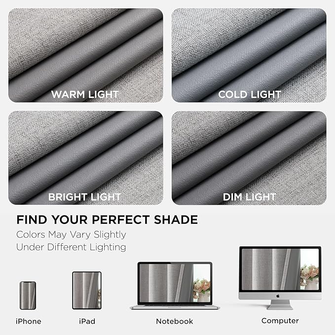 Joydeco 100% Blackout Curtains for Bedroom 84 Inch Long, Linen Black Out Curtains 2 Panels Set With Grommet for Living Room Window, Thermal Insulated Full Light Blocking Drapes Privacy Protection,52"W