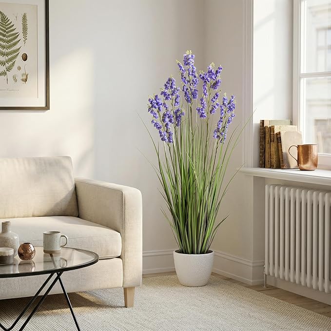 Green Onions Home Decor Fake Plants Lily of The Valley Snake Plant Home DéCor Accents Artificial Grass Room Decor Artificial Plants Indoor Artificial Grass 47“ 1 Pack（Purple）