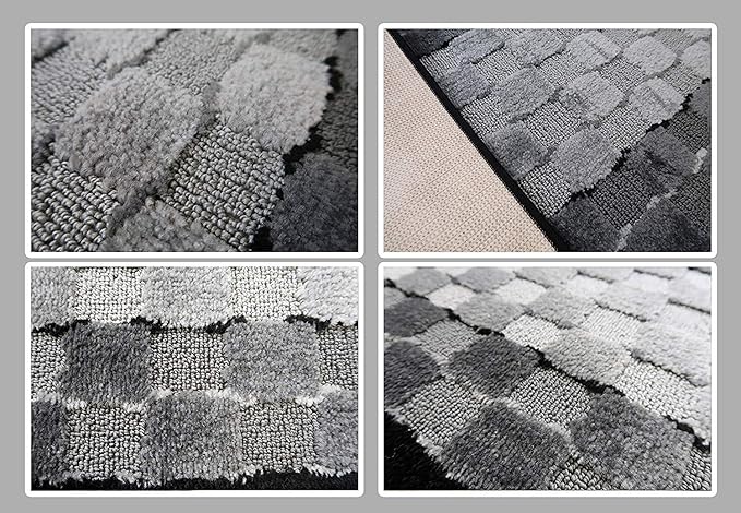 18 ft Extra Long Non-Slip Washable Carpet Runner Rug with Rubber Backing, Custom Floor Mat for Kitchen Hallway Stairs Bedroom Bathroom Entryway, Checkered Black, Your Choice of Length, (26" X 18')
